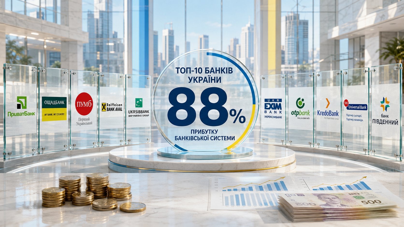 Топ-10 банків України акумулювали 88% прибутку банківської системи